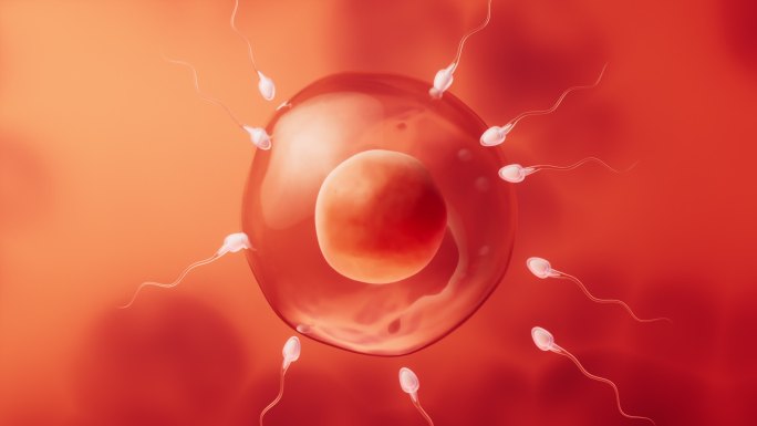 精子和卵细胞结合受精3D渲染