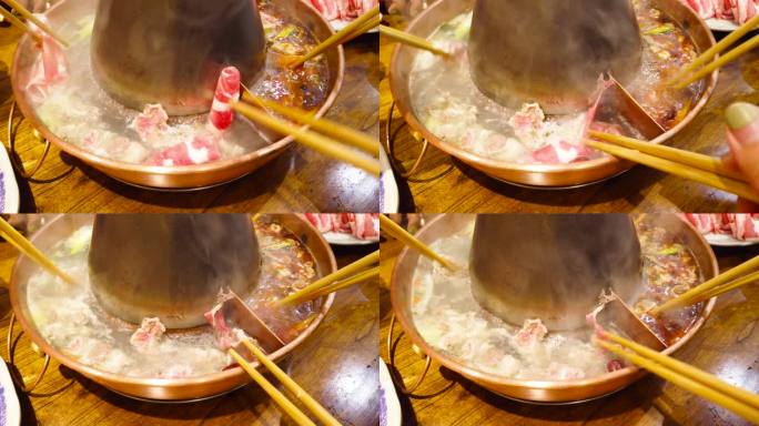 火锅美食铜锅涮肉聚会