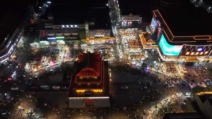 开封 城墙 夜景 航拍 河南 钟鼓楼