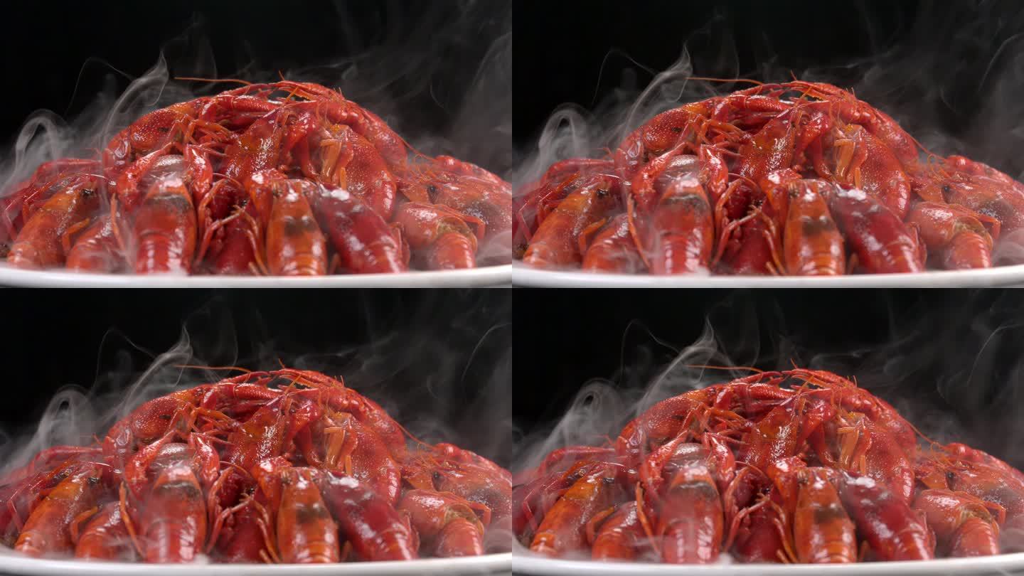 龙虾美味的小龙虾摆在盘中美食小吃烧烤夜市