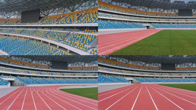 西安浐灞奥体中心体育场内部空镜4K航拍