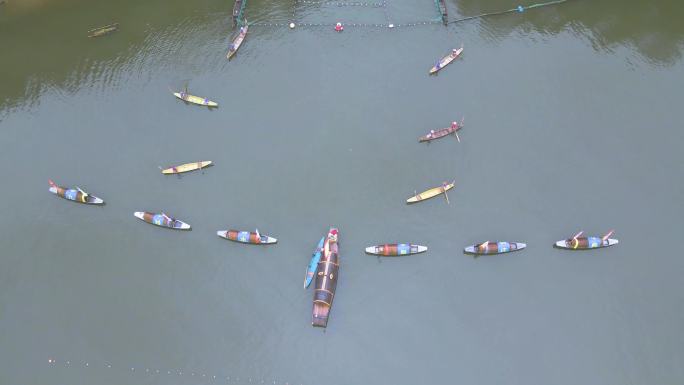 烟雨 黄山 航拍 船 古法捕鱼