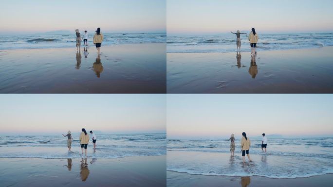 年轻人海边漫步游玩