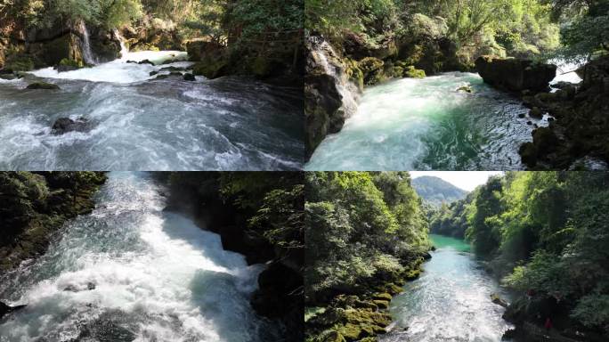 贵州茂兰自然生态碧水溪流俯拍航拍4K