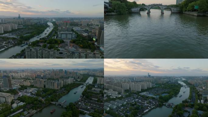 航拍杭州拱宸桥京杭大运河