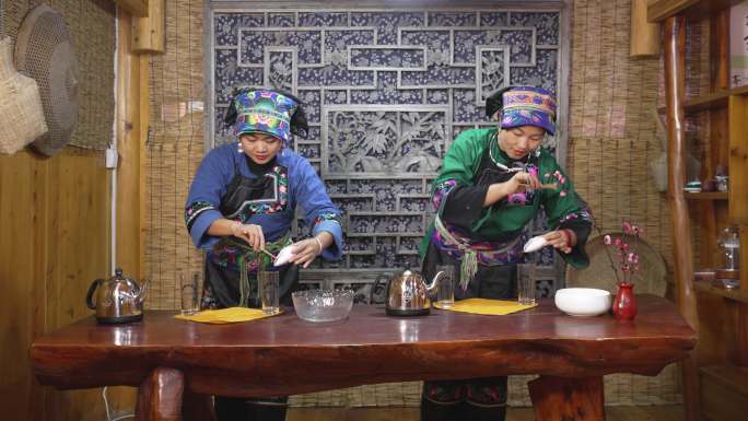 4K少数民族高山茶茶文化泡茶表演