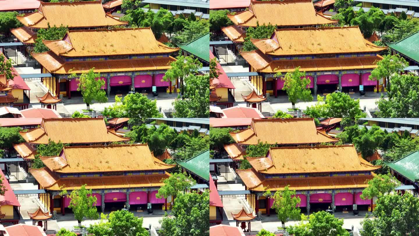 航拍广东惠州大亚湾旅游地标古建筑清泉古寺