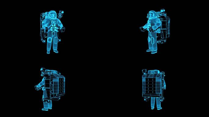 蓝色全息宇航员素材带通道