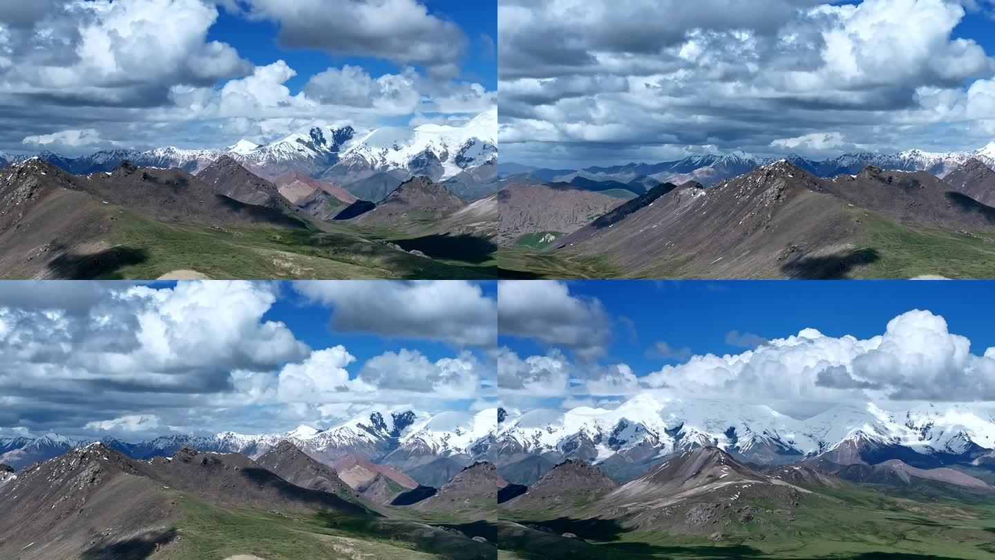 航拍阿尼玛卿雪山山峦