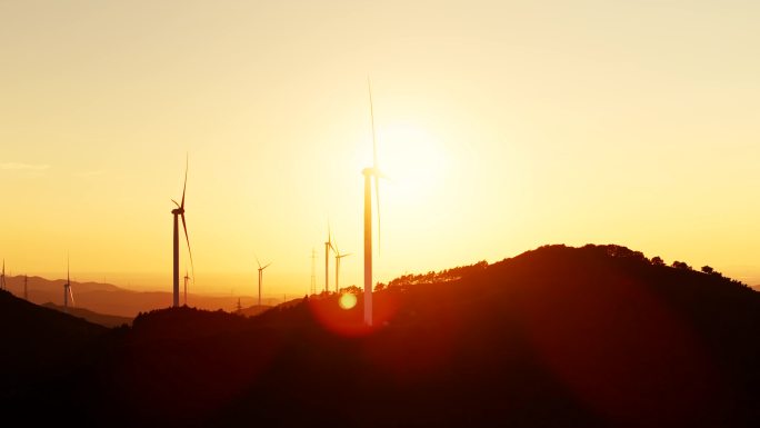 晚霞 风力发电 碳中和 清洁能源