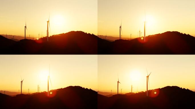 晚霞 风力发电 碳中和 清洁能源