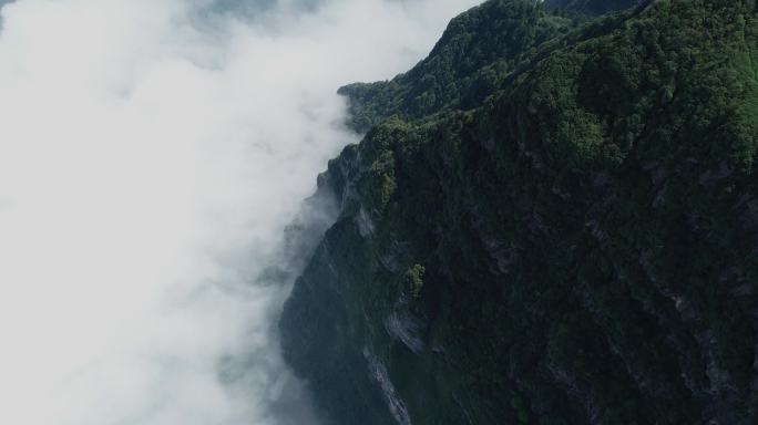 山崖云雾航拍