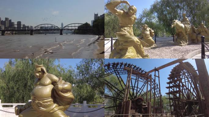 兰州黄河铁桥西游记雕塑城市雕塑黄河水车