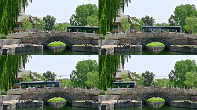 北京夏季的后海银万宁桥老北京风情