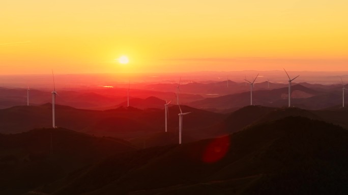 风力发电 绿色低碳 新能源 霞光
