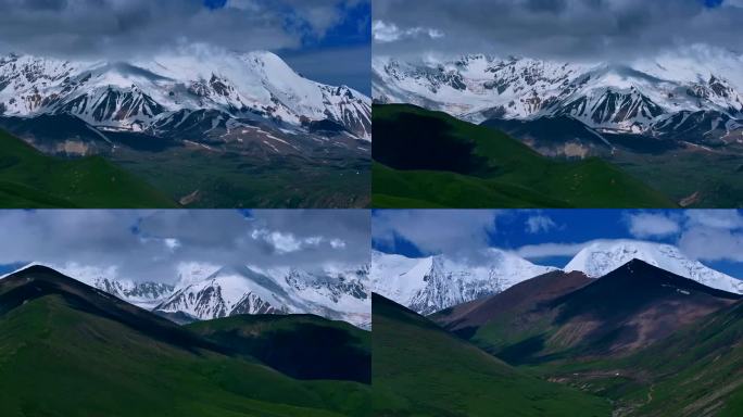 雪山山峦阿尼玛卿神山航拍