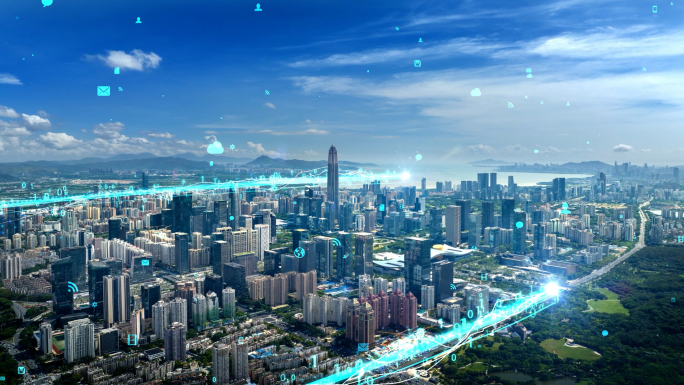 城市科技光线 智慧城市发展 互联大数据