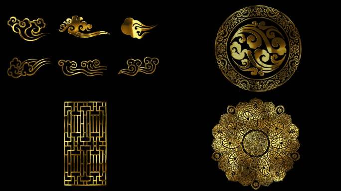 中式纹理传统元素金色鎏金古典