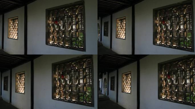 江南园林花窗长廊