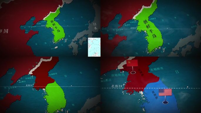 三八线朝鲜战争ae地图展示