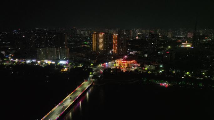 南阳卧龙大桥片区夜景4K航拍