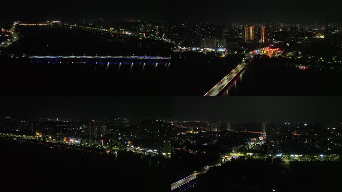 南阳卧龙大桥片区夜景4K航拍