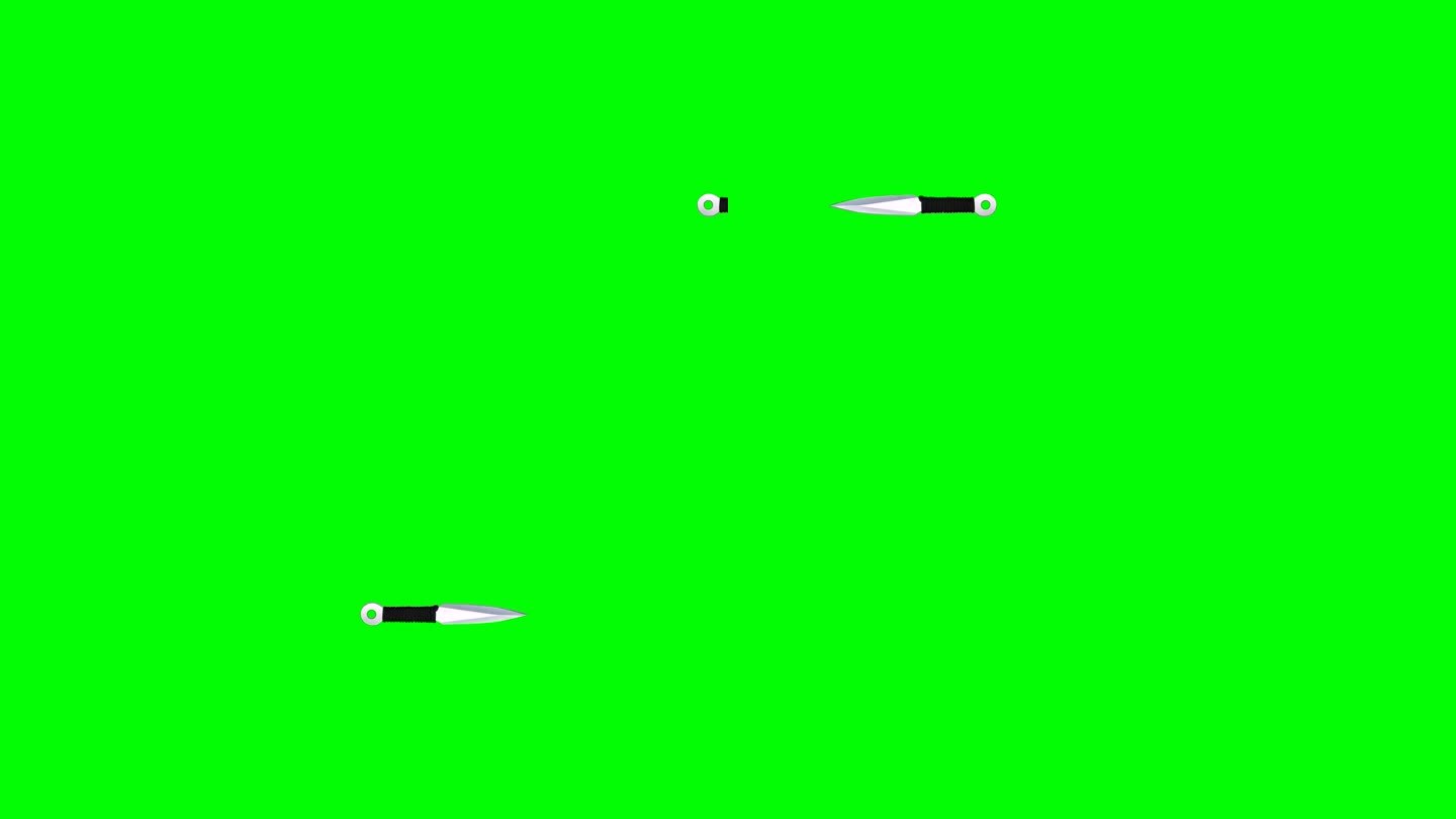 绿幕抠像飞刀视频素材绿屏飞镖绿色背景匕首