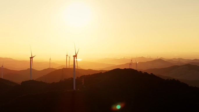 风力发电 碳中和 清洁能源 晚霞