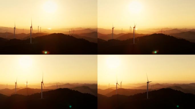 风力发电 碳中和 清洁能源 晚霞