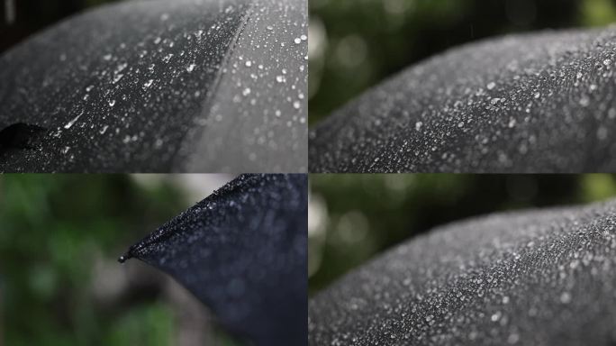 雨伞雨珠滑落慢镜头