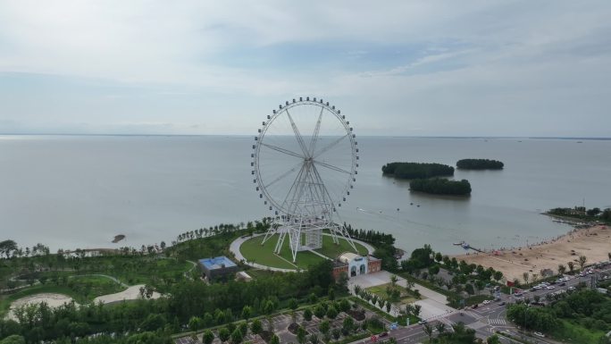 宿迁市骆马湖摩天轮航拍视频