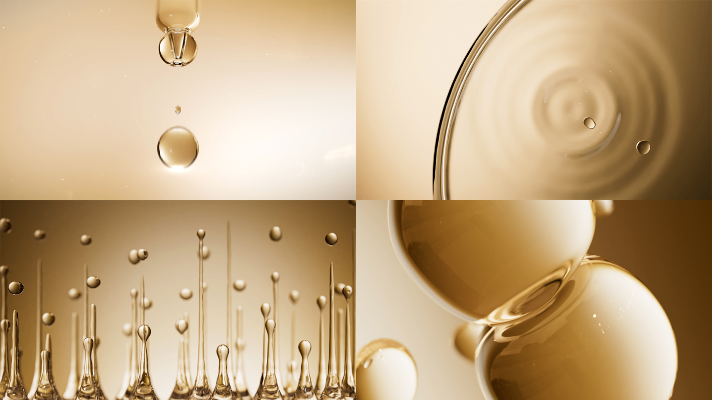 金色水油萃取成分精油透明细胞精华分子萃取