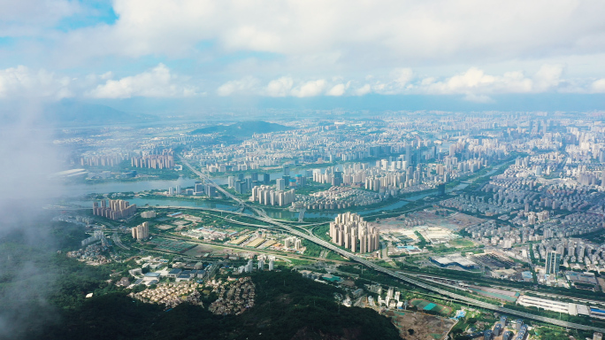 航拍福州空景鼓山鼓岭