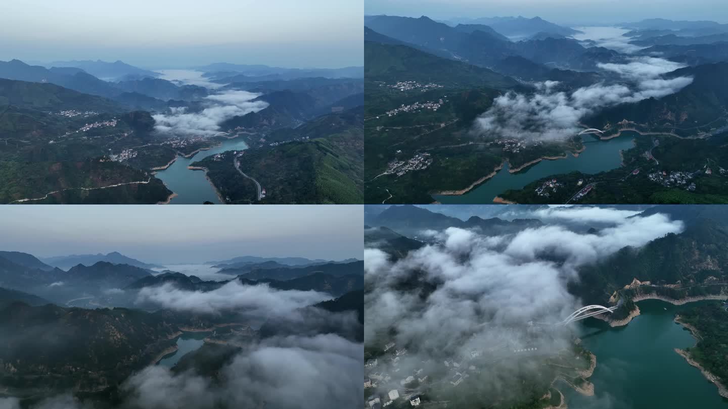 杭州临安龙岗山间水库日出云海