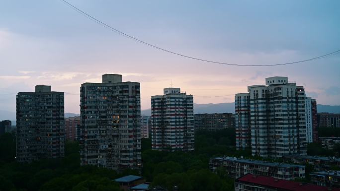 居民楼小区的日转夜延时