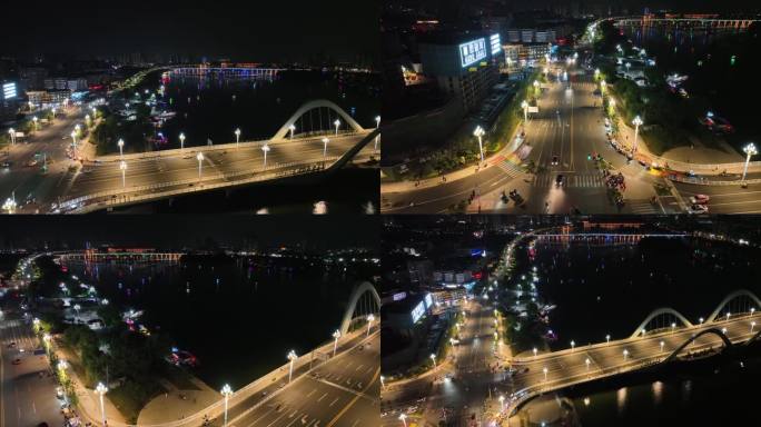 南阳淯阳桥夜景4K航拍