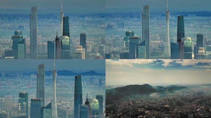 广州白云山暴雨后水墨风格航拍高清4K视频