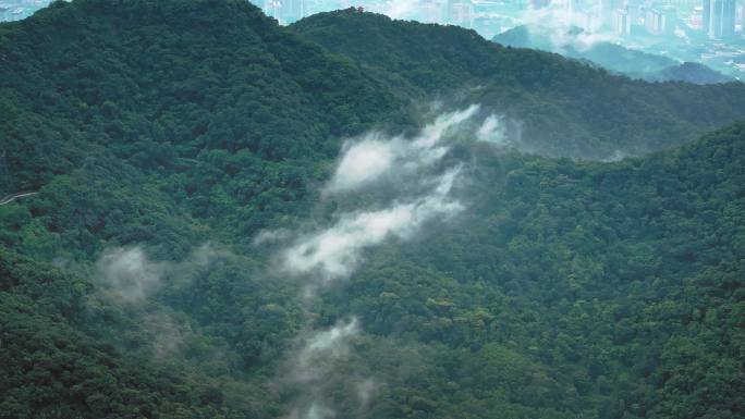 广州白云山暴雨后水墨风格航拍高清4K视频