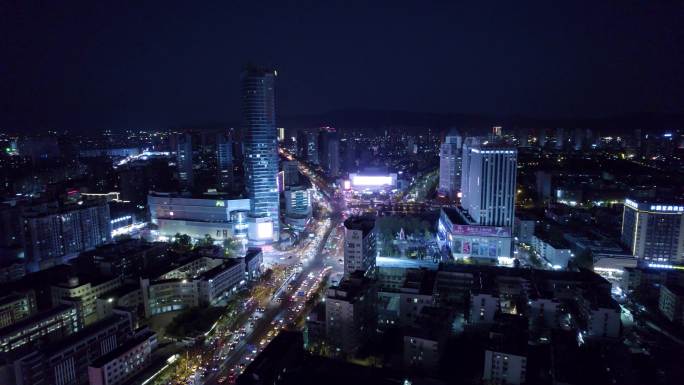 连云港市中心-夜景航拍