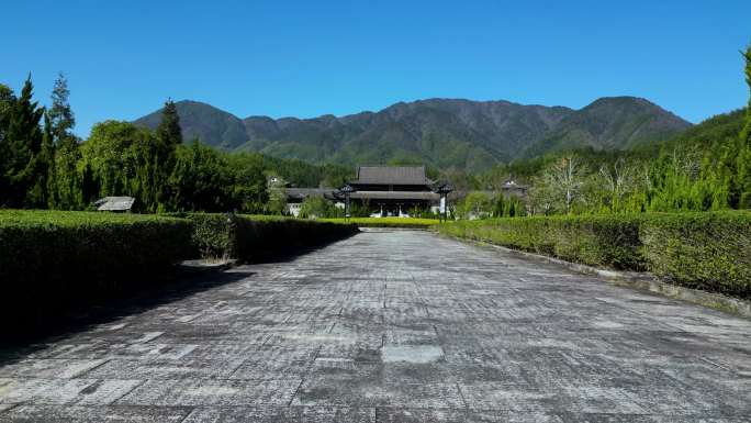 奉新航拍百丈寺山古建筑森林