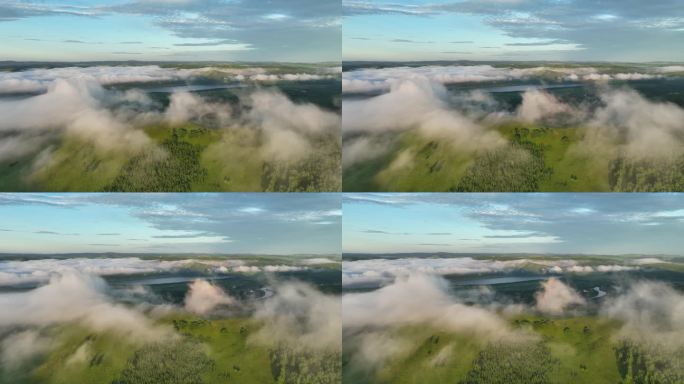 呼伦贝尔黎明山区层峦云雾