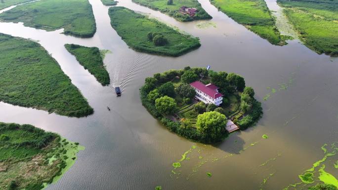 4K航拍自然湿地江苏九龙口