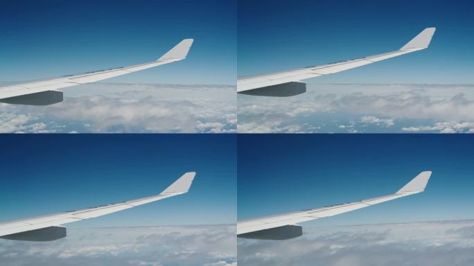 飞机上看窗外机翼划过蓝天白云19