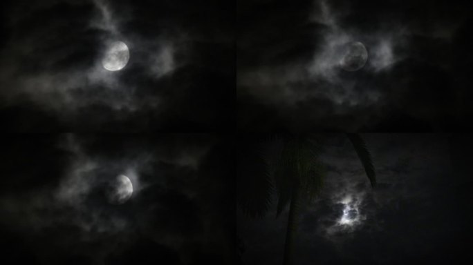 4K实拍月亮穿过乌云