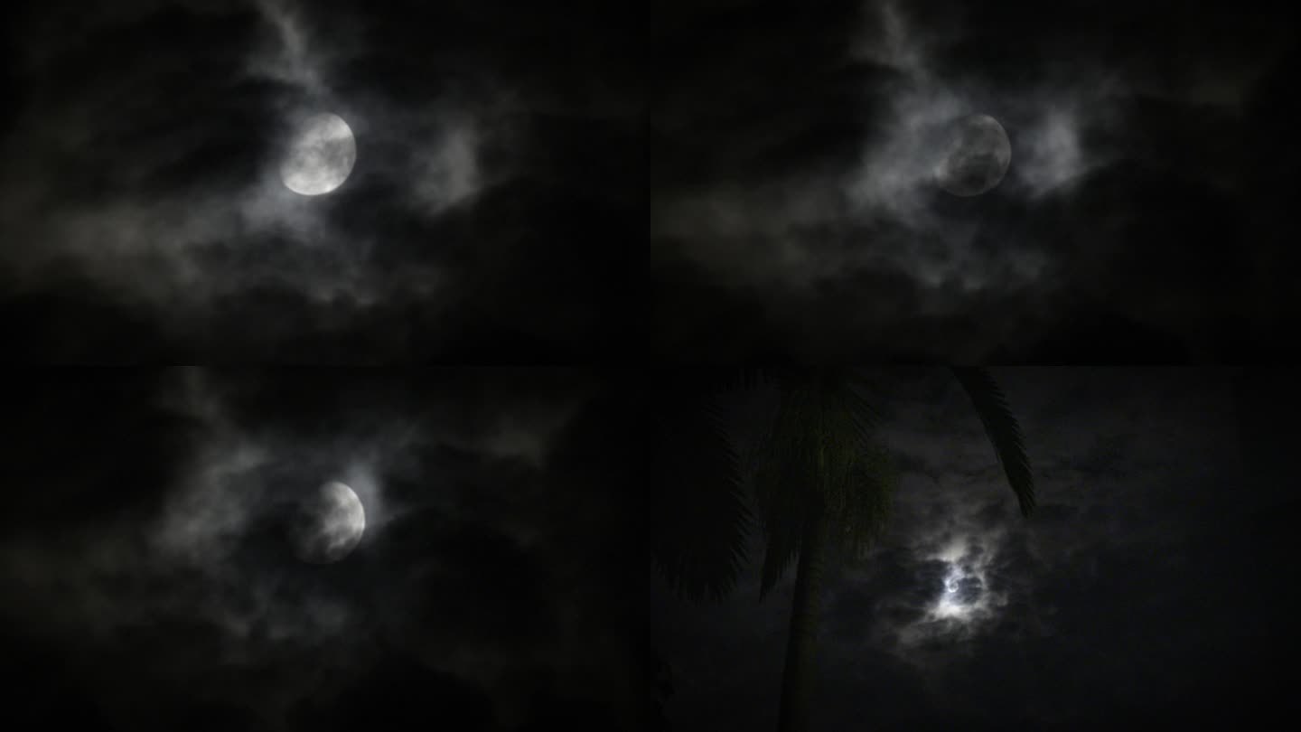 4K实拍月亮穿过乌云