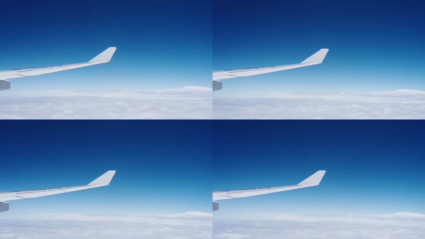 飞机上看窗外机翼划过蓝天白云14