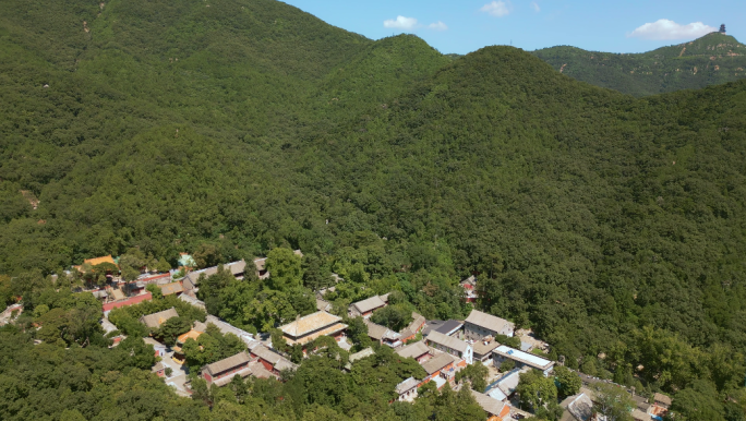 北京门头沟潭柘寺盛夏景色航拍