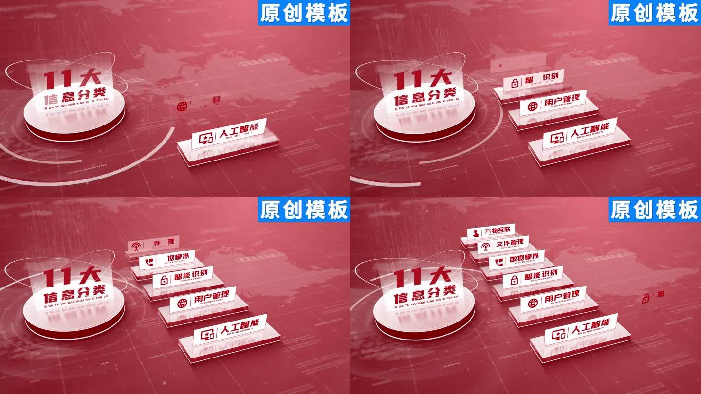 11-红色党政企业文字分类ae模板包装