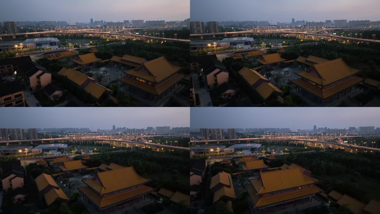 航拍淮安景会寺夜景