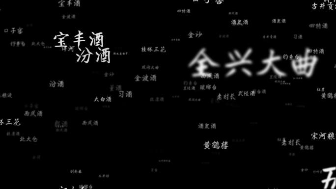 中国白酒品牌大全茅台五粮液文字粒子通道